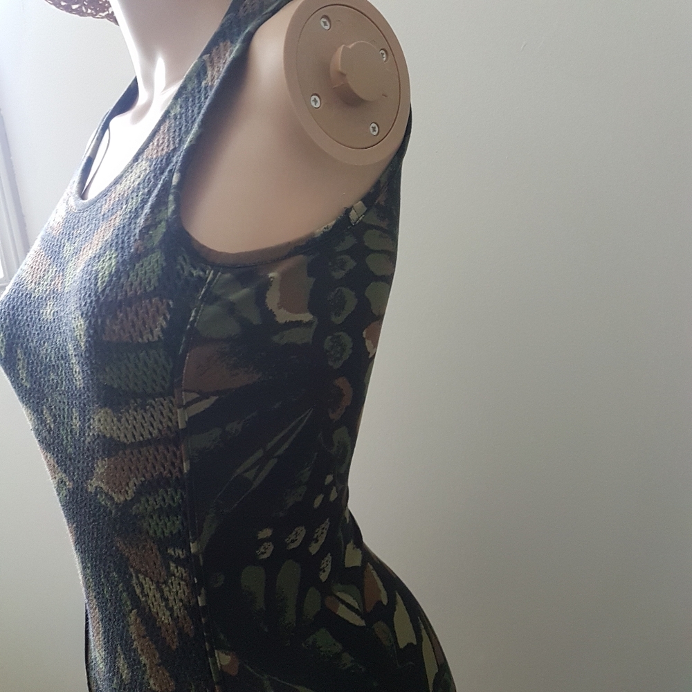 Alexander McQueen MCQ Sleeveless Animal Print Camo Mob Wife Mini Dress Sz S - Picture 8 of 14